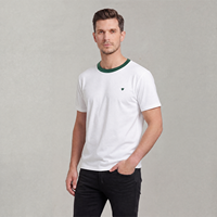 Kaos AMI 100% Katun Musim Panas 2026, Bordir Hati Kecil, Gaya Sambungan Dua Warna, Kaos Crew Neck Unisex Couple yang Dapat Disesuaikan