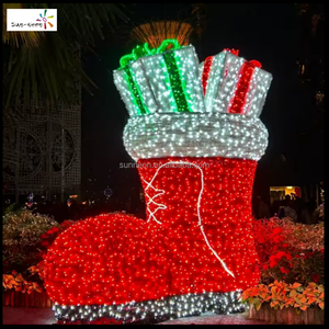 Lumières LED, décorations de Noël 2D et 3D, chaussettes de Noël, bottes du Père Noël, chaussures de Noël, décorations lumineuses du Nouvel An - Product Image 6