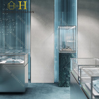 Vitrine de présentation de bijoux murale à texture verticale, comptoir de présentation de bijoux en verre