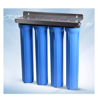 Sistem Filter Air Rumah Tangga Portabel 20 Inch 4 Tahap dengan Housing Filter Plastik Biru, Langsung dari Pabrik, Dapat Disesuaikan, OEM