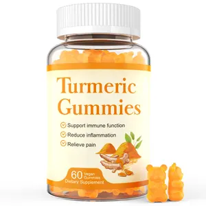 Organik zerdeçal ve zencefil Gummies zencefil ve karabiber ile zerdeçal Curcumin Vegan Gummies takviyesi