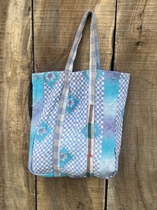 Printed Cotton Kantha <b>Fabric</b> Vintage Bohemian <b>Tote</b> <b>Bag</b> Sustainable Handmade Quilted Reusable Shoulder Carry for Grocery Shopping - Product Image 3