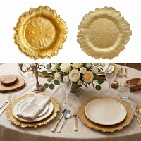 Assiettes rondes en plastique de 13 pouces avec bord festonné, design floral récifal, pour dîner, mariage, décoration de fête