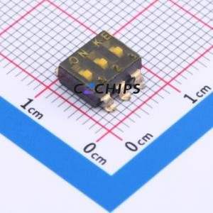 DSIC03TSGET DIP Switch SMD-6P,6x7.6mm Switch Flat Toggle, Groove Type Single Pole Single Throw 3 Gull Wing Type - Product Image 1