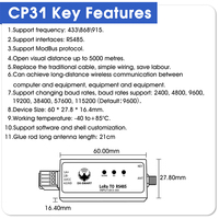 Dispositivo con cable RS485 de transmisión Lora, adaptador de comunicación de transmisión inalámbrica a Lora, conjunto de comandos AT, Protocolo ModBus