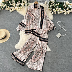 <span class=keywords><strong>Costume</strong></span> de chemise décontracté et polyvalent imprimé léopard avec manches lanterne, taille haute, plissé, large L - Product Image 3