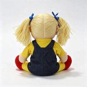 Marioneta de Mano Personalizada de Niña con Trenzas Rubias, Boca Abrible y Móvil, Marioneta de Peluche Suave con Personaje Humano para Niños - Product Image 5