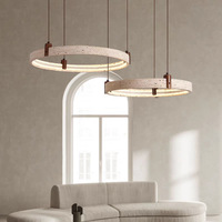 Lampes suspendues en pierre naturelle de style, anneau en travertin, luminaire suspendu, salon, salle à manger, décoration intérieure, lustres