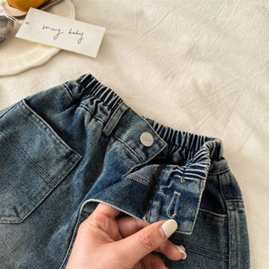 <span class=keywords><strong>Pantaloni</strong></span> in Denim Casual per Bambini, Primavera 2026, Nuovi Jeans Tinta Unita con Tasche per Ragazzi, <span class=keywords><strong>Pantaloni</strong></span> <span class=keywords><strong>Cargo</strong></span> Dritti in Cotone per Neonati - Product Image 3