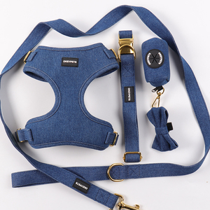 Neues Designer-Denim Weiches Hundegeschirr und Leinenset Robustes Verstellbares Maßgefertigtes Jeans-Öko-Freundliches Hundegeschirr-Set - Product Image 5