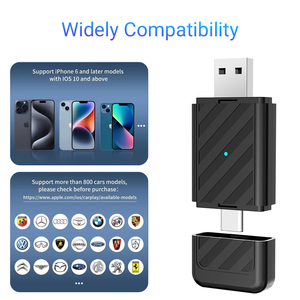 Adaptateur CarPlay sans fil pour <span class=keywords><strong>iPhone</strong></span>, taille <span class=keywords><strong>mini</strong></span>, avec câble d'extension USB et USB-C double bande - Product Image 3