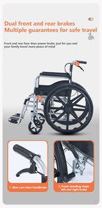 Silla de ruedas de movilidad plegable manual usada médica activa para ancianos y discapacitados con frenos de paraguas adultos brazo fijo - Product Image 2