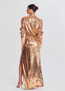 SR2289 Nuovi Arrivi Completo Due Pezzi <span class=keywords><strong>con</strong></span> Gonna, Maniche Lunghe, Sexy, <span class=keywords><strong>con</strong></span> Paillettes e <span class=keywords><strong>Spacco</strong></span> Alto - Product Image 2