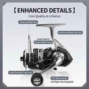 Carrete de Pesca Giratorio para Carpas 5.2:1, Directo de Fábrica, para Uso en Océano, Señuelos Metálicos y Artificiales, 8kg de Arrastre Máximo, Sistema Anti-Reversa, 12+1 Rodamientos de Bolas - Product Image 4