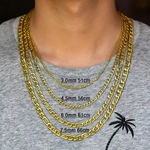 Chaîne Figaro basique en acier inoxydable, collier long pour hommes et femmes, couleur or/argent, collier ras du cou, accessoires de bijoux en métal, cadeau DIY - Product Image 4