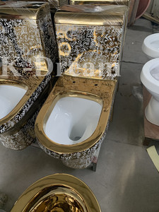 WC monoblocco KD-03GPK Nordic bianco e oro con decorazioni floreali, sanitari Chaozhou, modello europeo, nuovo modello. - Product Image 3