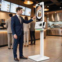 Kios Pemesanan Mandiri 22 inci Pabrik Asli Layar Sentuh LCD Tipe Lantai untuk Restoran Cepat Saji dengan Kode QR dan Printer Tiket