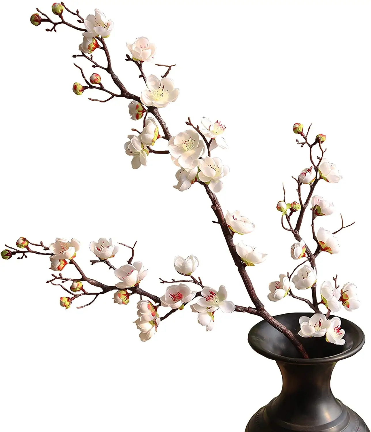 37 Inch Lange Stam Zijde Kunstmatige Kersenbloesem Takken Blossom Met Knoppen, Realistische Japanse Abrikoos Voor Home Decor Center