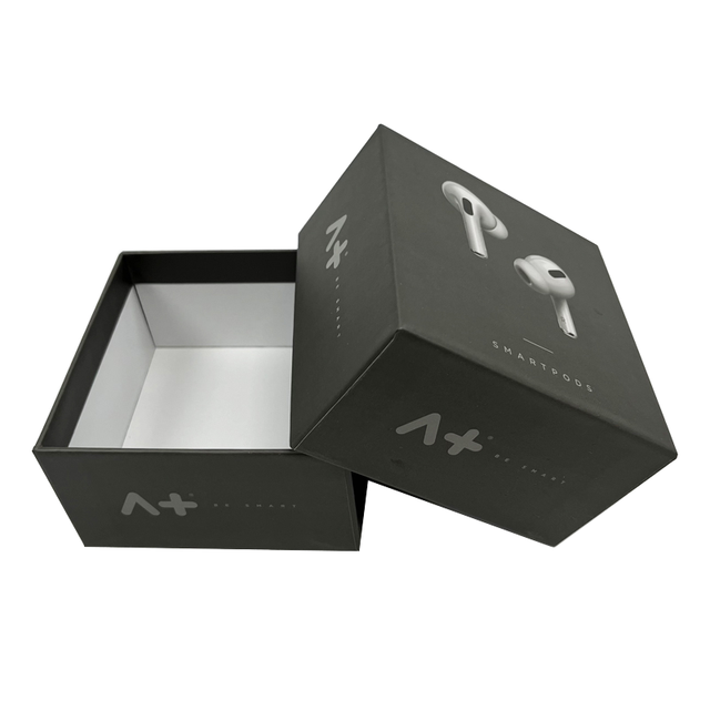 Custom Matte Lamination Spot UV 2mm Rigid Earphone Packaging Boxes Recycled Materials Sponge Lining for Wireless Earbuds Logo