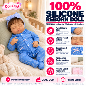 Muñeca Duo Personalizada de Silicona de Cuerpo Completo de 18 Pulgadas, Muñeca Reborn con Pelele Azul de Puntos, Regalo Personalizado de Navidad o Cumpleaños para Niños - Product Image 1