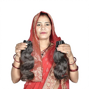 100% extensions de cheveux de temple indien vierge non transformées couleur noire brute faisceaux de bodywave profonds en vrac - Product Image 1