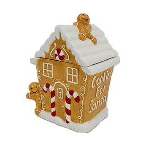 Nouveau pot à <span class=keywords><strong>biscuits</strong></span> de Noël en céramique 3D, pot à bonbons en céramique Le Village <span class=keywords><strong>du</strong></span> Père Noël, pot à <span class=keywords><strong>biscuits</strong></span> maison de pain d'épices peint à la main - Product Image 2