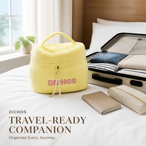 DICHOS for Faux Fur Zipper Closure Fashion Portable Makeup <strong>Case</strong> for Women Travel for Organizer Medium Capacity - Product Image 4