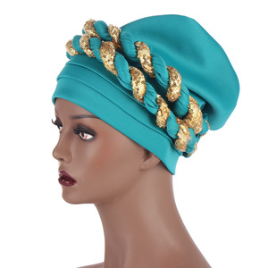 Elegante Turbante Africano Auto Gele para <span class=keywords><strong>Mujer</strong></span>, Pañuelo Nigeriano Aso Oko para Bodas, Trenzas, Estilo Casual, Poliéster - Product Image 6