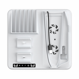 Base de ventilador de refrigeración de soporte vertical para consola <span class=keywords><strong>PlayStation5</strong></span> con ranuras para tarjetas de juego cargador de controlador Dual estación de acoplamiento - Product Image 3