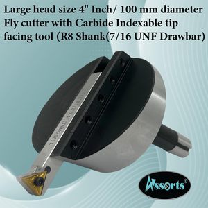 Fresa de 100 mm de diámetro con vástago R8 y punta de carburo indexable para centro de mecanizado CNC, fresado de un solo filo. - Product Image 3