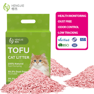 Hengjie OEM Vente en gros 5kg Litière pour chat en tofu 3mm biodégradable à base <span class=keywords><strong>de</strong></span> plantes écologique et jetable dans les toilettes Thé vert - Product Image 3