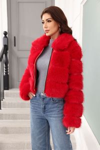 Jaket Bulu Imitasi Wanita Kerah Tinggi, Jaket Bulu Palsu, Mantel Warna Solid Multiwarna, Fashion Jalanan Grosir, Musim Dingin Hangat - Product Image 6