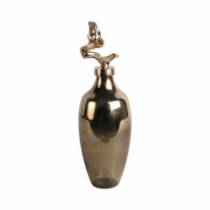 Vaso in vetro con accento scultoreo in metallo a forma di bottiglia per decorazioni casa e ufficio, composizioni floreali - Product Image 2