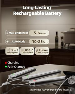 Vitrin Tezgah Dolap Dolap Cam Dolap için Dolap Altı Işık Hareket Sensörü Şarj Edilebilir <span class=keywords><strong>LED</strong></span> - Product Image 6