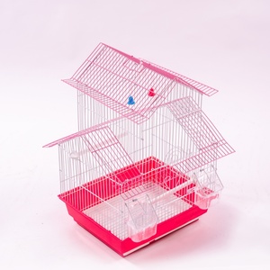 Pink Steel Wire Bird Cage With Red Tray And Bell Toys For Small Birds Indoor Use Modern Design Durable Construction - Product Image 4