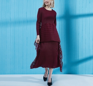 otoño de manga larga de mujer de estilo francés plisado sexy temperamento elegante casual vestido de vestidos de <span class=keywords><strong>las</strong></span> mujeres - Product Image 3