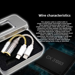 Adaptador <span class=keywords><strong>de</strong></span> Audio Tipo C a 2.5/<span class=keywords><strong>3.5</strong></span>/4.4mm CX31993 DAC con Cable Plateado, Amplificador <span class=keywords><strong>de</strong></span> Auriculares Hi-Fi Portátil, Accesorios Electrónicos - Product Image 1