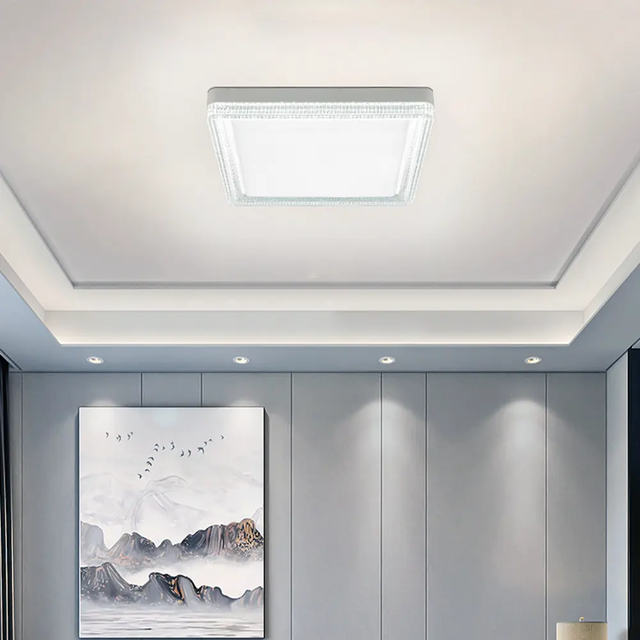 Minimalist Crystal LED Ceiling Light  Surface Mounted Small Size Square Fixture Modern Lighting for Bedroom