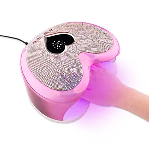 Diamonds 96w Pink Heart Gel Machine Dryer Nail Polish Light Led Lamp Uv Curing Lamp Pink Uv Nail Lamp