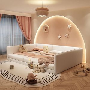 Giường ngủ tatami màu trắng kem dành cho gia đình hai con, giường bố mẹ và con, cỡ lớn, ghép nối, hiện đại và đơn giản, dài bốn mét - Product Image 4