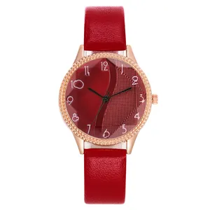 WJ-10798 горячая Распродажа цифровой поверхности имитация кожаный ремешок наручные часы для женщин Роскошные Кварцевые часы на заказ Бесплатная доставка