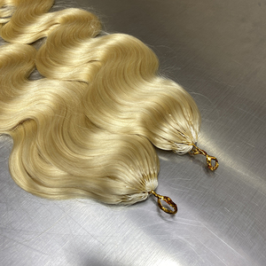 Extensiones de Cabello Humano Virgen Brasileño de 18 Pulgadas, 100% Alineadas <span class=keywords><strong>con</strong></span> la Cutícula, Estilo Rizado Rubio Miel, Nudos Milagrosos - Product Image 4