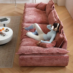 Canapé en tissu PU en forme <span class=keywords><strong>de</strong></span> voilier, siège extra <span class=keywords><strong>large</strong></span> et profond, nouveau modèle 2025, rangée droite, dossier haut, salon moderne, simple, chenille - Product Image 4