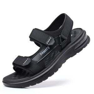 Sandales à brides croisées pour hommes Pamate, noires, avec bande élastique, respirantes, chaussures de sport décontractées d'été pour l'extérieur - Product Image 5