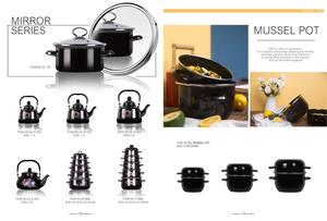 Customized Minimalist Eco-Friendly Enamelware Cast Iron Enamel <strong>Mussel</strong> <strong>Pot</strong> with Lid Nonstick Hollow Handle Dishwasher Safe - Product Image 3