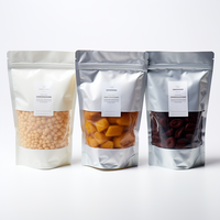 Sachet D'Emballage Alimentaire Zip en Aluminium Argenté, Refermable, Compostable, avec Fenêtre Transparente, 250ml/200g, en Papier Kraft, Doypack