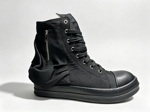 Baskets montantes en toile à bout rond avec détail poche, à lacets et semelle épaisse, chaussures décontractées toutes saisons - Product Image 5