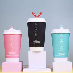 Couvercles personnalisés en papier biodégradable et imperméable à double paroi avec dorure à chaud pour gobelets à café jetables, recyclables, vente en gros - Product Image 3