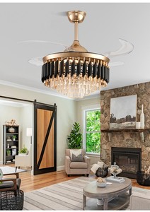 Hiện Đại Tùy Chỉnh Pha Lê LED Trần Đèn Quạt Điều Khiển Từ Xa Nhà Máy Giá Trong Nhà Phòng Khách Chiếu Sáng Đèn Chùm Thanh Lịch - Product Image 3