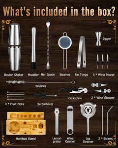 Mixology bartender <span class=keywords><strong>Kit</strong></span> với đứng Bar Set với 25 cái Boston Cocktail <span class=keywords><strong>Shaker</strong></span> <span class=keywords><strong>Kit</strong></span> uống Mixer Set với Bar công cụ bartending <span class=keywords><strong>Kit</strong></span> - Product Image 4